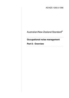 AS/NZS 1269.0: 03/05/1998 Occupational noise management, Part 0: Overview