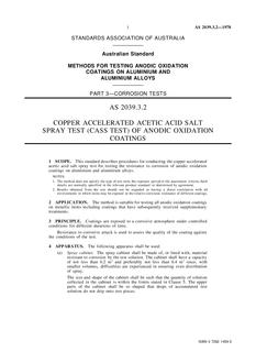 AS 2039.3.2: 12/31/1977 Methods for testing anodic oxidation coatings on aluminium and aluminium alloys, Part 3.2: Corrosion tests – Copper accelerated acetic acid salt spray test (CASS test) of anodic oxidation coatings