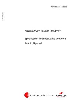 AS/NZS 1604.3: 01/04/2002 Specification for preservative treatment, Part 3: Plywood