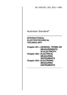 AS 1852.302: 12/31/1987 International electrotechnical vocabulary – Electrical measuring instruments