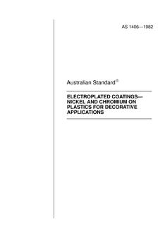 AS 1406: 12/31/1981 Electroplated coatings – Nickel and chromium on plastics for decorative applications AS 1406: 12/31/1981 Electroplated coatings – Nickel and chromium on plastics for decorative applications