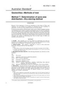 AS 3706.7: 10/14/1990 Geotextiles – Methods of test, Method 7: Determination of pore-size distribution – Dry-sieving method