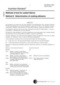 AS 4878.8: 10/25/2001 Methods of test for coated fabrics, Method 8: Determination of coating adhesion