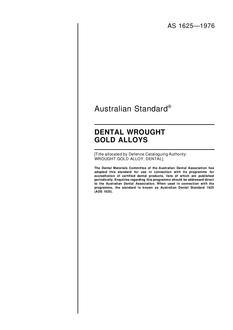 AS 1625: 01/01/1976 Dental wrought gold alloys