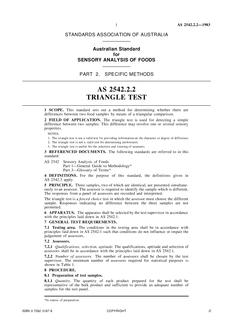 AS 2542.2.2: 10/06/1983 Sensory analysis of foods – Specific methods – Triangle test
