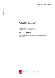AS ISO 15489.1: 01/01/2002 Records management – General