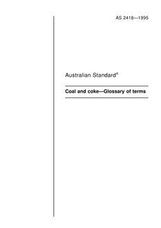 AS 2418: 11/05/1995 Coal and coke – Glossary of terms