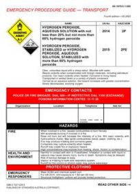 AS 1678.5.1.005: 05/06/2003 Emergency procedure guide – Transport – Hydrogen peroxide, aqueous solution, Hydrogen peroxide, stabilized or hydrogen peroxide, aqueous solution, stabilized