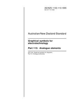 AS/NZS 1102.113: 01/05/1995 Graphical symbols for electrotechnology, Part 113: Analogue elements