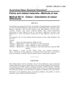 AS/NZS 1580.601.4: 03/14/1994 Paints and related materials – Methods of test, Method 601.4: Colour – Calculation of colour differences