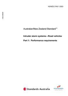 AS/NZS 3749.1: 03/18/2003 Intruder alarm systems – Road vehicles, Part 1: Performance requirements