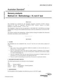 AS 2542.2.5: 12/17/2014 Sensory analysis, Method 2.5: Methodology – ‘A-not A’ test
