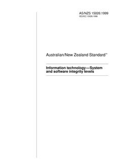 AS/NZS 15026: 05/05/1999 Information technology – System and software integrity levels