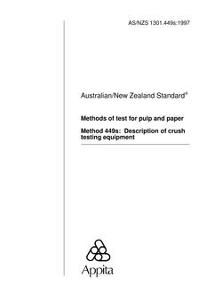 AS/NZS 1301.449S: 01/01/1997 Methods of test for pulp and paper – Description of crush testing equipment