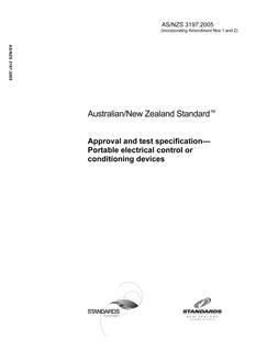 AS/NZS 3197: 02/21/2005 Approval and test specification – Portable electrical control or conditioning devices