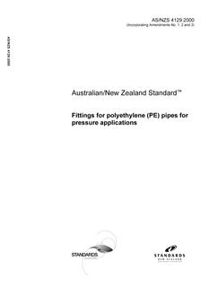 AS/NZS 4129: 04/03/2000 Fittings for polyethylene (PE) pipes for pressure applications
