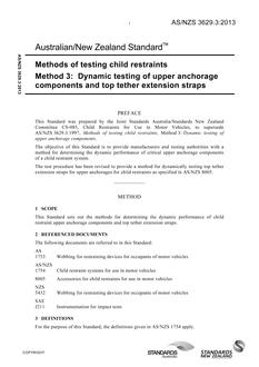 AS/NZS 3629.3: 05/08/2013 Methods of testing child restraints, Method 3: Dynamic testing of upper anchorage components and top tether extension straps