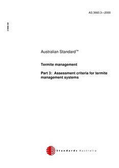 AS 3660.3: 12/27/2000 Termite management, Part 3: Assessment criteria for termite management systems