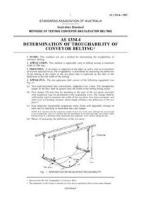AS 1334.4: 02/08/1982 Methods of testing conveyor and elevator belting, Part 4: Determination of troughability of conveyor belting