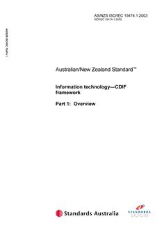 AS/NZS ISO/IEC 15474.1: 06/19/2003 Information technology – CDIF framework, Part 1: Overview