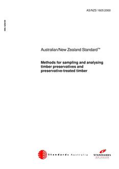 AS/NZS 1605: 05/12/2000 Methods for sampling and analysing timber preservatives and preservative-treated timber