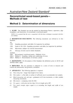 AS/NZS 4266.2: 04/05/1995 Reconstituted wood-based panels – Methods of test, Method 2: Determination of dimensions