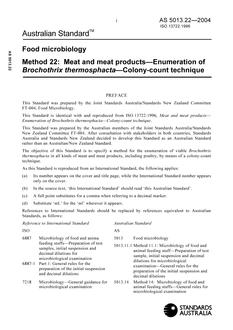 AS 5013.22: 07/13/2004 Food microbiology, Method 22: Meat and meat products – Enumeration of Brochothrix thermosphacta – Colony-count technique