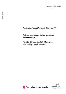 AS/NZS 2699.3: 11/07/2002 Built-in components for masonry construction, Part 3: Lintels and shelf angles (durability requirements)