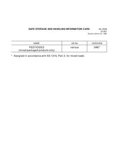 AS 2508.10.001: 12/31/1985 Safe storage and handling information card – Pesticides