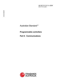AS IEC 61131.5: 01/01/2004 Programmable controllers – Communications