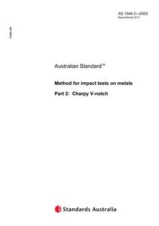 AS 1544.2: 09/19/2003 Method for impact tests on metals, Part 2: Charpy V-notch