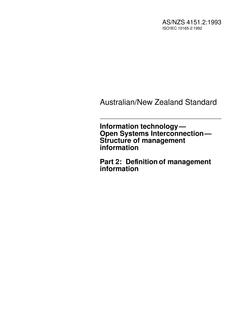 AS/NZS 4151.2: 12/20/1993 Information technology – Open Systems Interconnection – Structure of management information, Part 2: Definition of management information