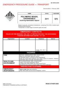 AS 1678.9.0.001: 02/14/2005 Emergency procedure guide – Transport, Part 9.0.001: Polymeric beads, expandable