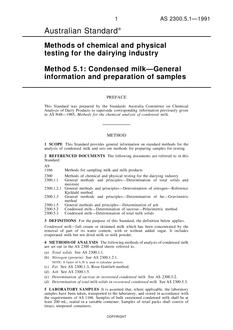 AS 2300.5.1: 05/13/1991 Methods of chemical and physical testing for the dairying industry, Method 5.1: Condensed milk – General information and preparation of samples