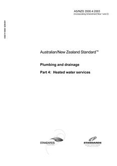 AS/NZS 3500.4: 12/15/2003 Plumbing and drainage, Part 4: Heated water services