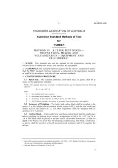 AS 1683.19: 12/31/1980 Methods of test for rubber, Method 19: Rubber test mixes – Preparation, mixing and vulcanization – Equipment and procedures