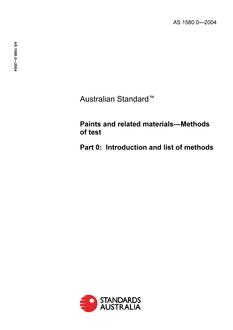 AS 1580.0: 01/01/2004 Paints and related materials – Methods of test, Part 0: Introduction and list of methods