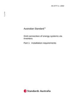 AS 4777.1: 01/01/2002 Grid connection of energy systems via inverters – Installation requirements