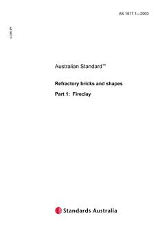 AS 1617.1: 03/25/2003 Refractory bricks and shapes, Part 1: Fireclay
