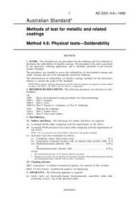 AS 2331.4.6: 03/11/1990 Methods of test for metallic and related coatings, Method 4.6: Physical tests – Solderability