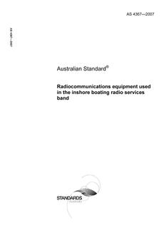 AS 4367: 01/22/2007 Radiocommunications equipment used in the inshore boating radio services band