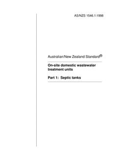 AS/NZS 1546.1: 01/01/1998 On-site domestic wastewater treatment units – Septic tanks