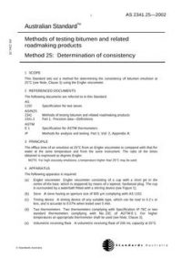 AS 2341.25: 02/01/2002 Methods of testing bitumen and related roadmaking products, Method 25: Determination of consistency