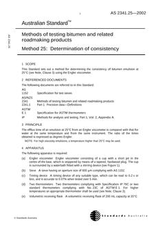 AS 2341.25: 02/01/2002 Methods of testing bitumen and related roadmaking products, Method 25: Determination of consistency