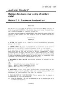 AS 2205.3.2: 01/01/1997 Methods for destructive testing of welds in metal – Transverse free bend test