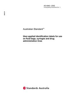 AS 4940: 01/01/2002 User-applied identification labels for use on fluid bags, syringes and drug administration lines