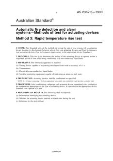 AS 2362.3: 08/06/1990 Automatic fire detection and alarm systems – Methods of test for actuating devices – Rapid temperature rise test