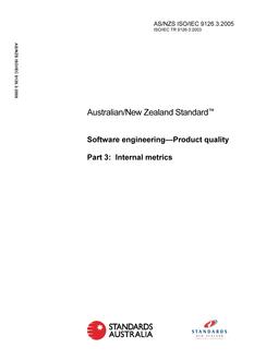 AS/NZS ISO/IEC 9126.3: 04/29/2005 Software engineering – Product quality, Part 3: Internal metrics