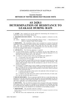 AS 2428.1: 11/03/1983 Methods of testing smoke/heat release vents – Determination of resistance to leakage during rain