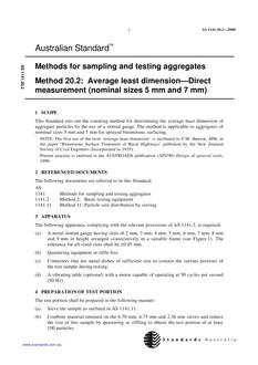 AS 1141.20.2: 08/01/2000 Methods for sampling and testing aggregates, Method 20.2: Average least dimension – Direct measurement (nominal sizes 5 mm and 7 mm)